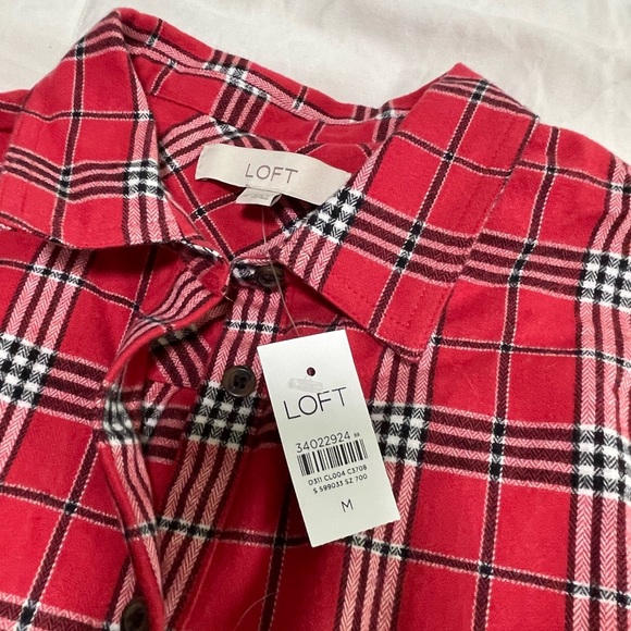 Loft Red Flannel Shirt - Picture 2 of 4